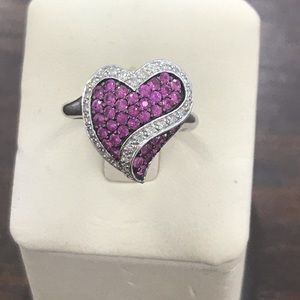 10k white gold pink quartz and diamond ring